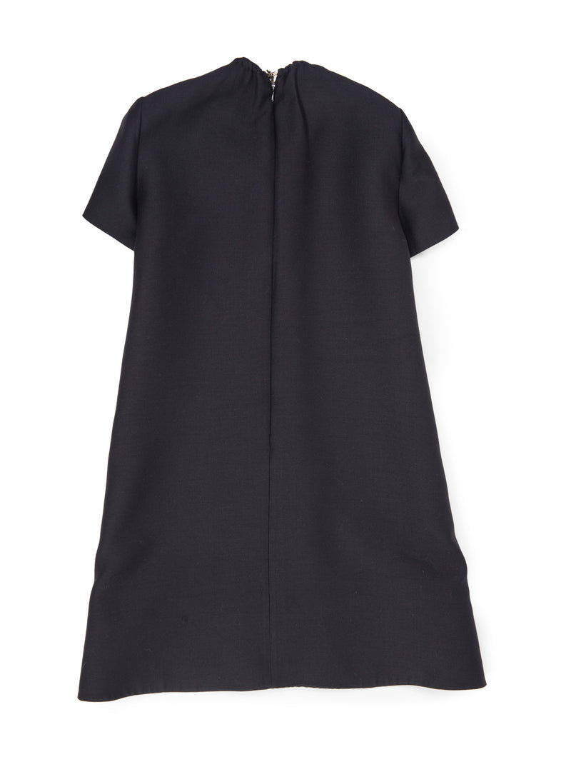 Valentino Silk Wool Elephant Pendant Dress Black