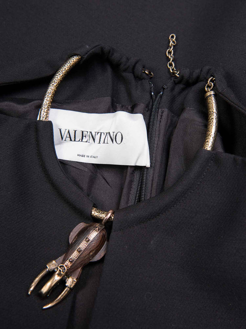 Valentino Silk Wool Elephant Pendant Dress Black