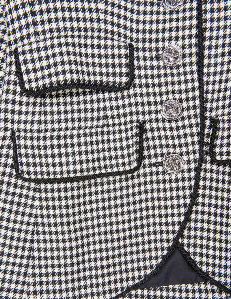 Yves Saint Laurent Wool Houndstooth Jacket White Black