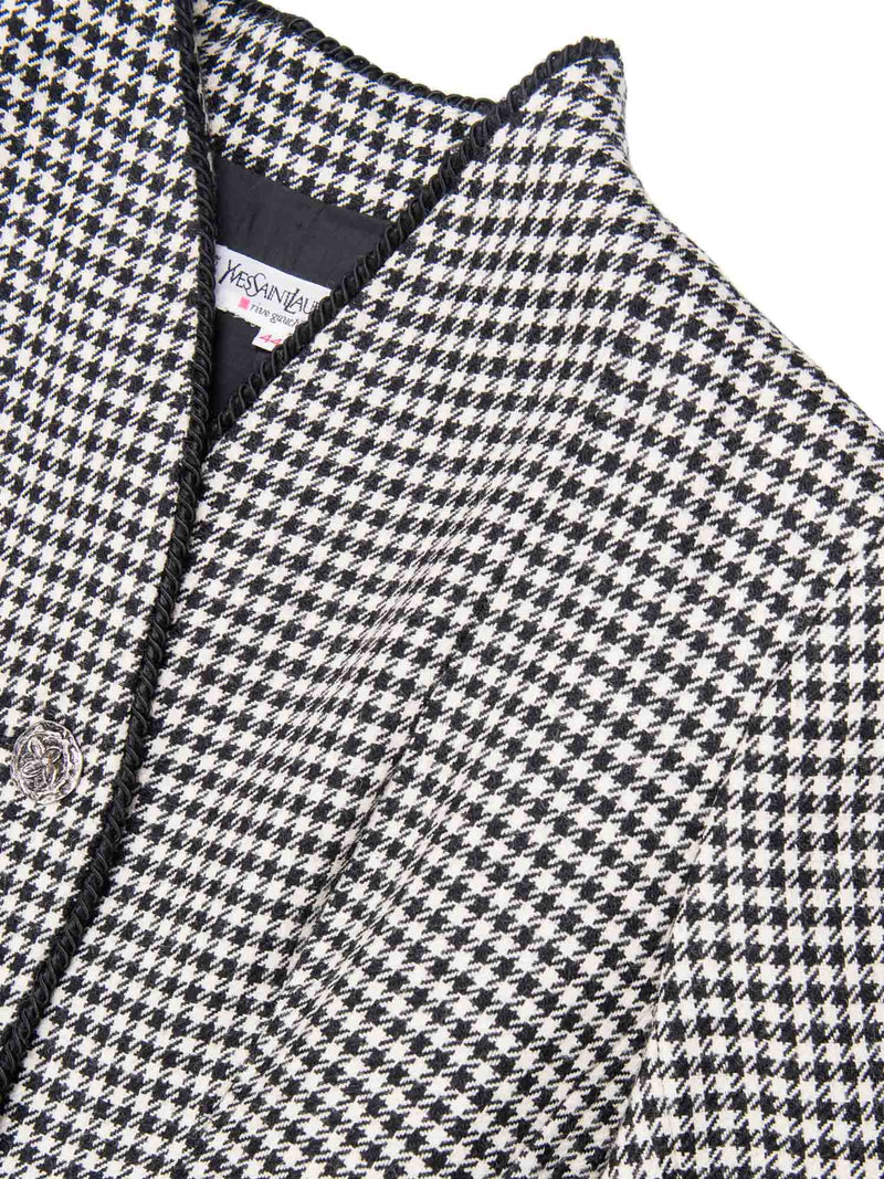 Yves Saint Laurent Wool Houndstooth Jacket White Black