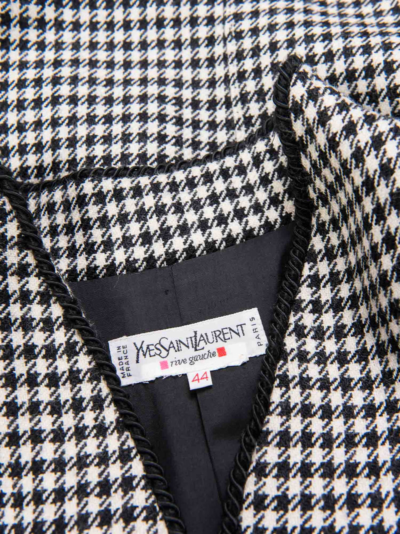 Yves Saint Laurent Wool Houndstooth Jacket White Black