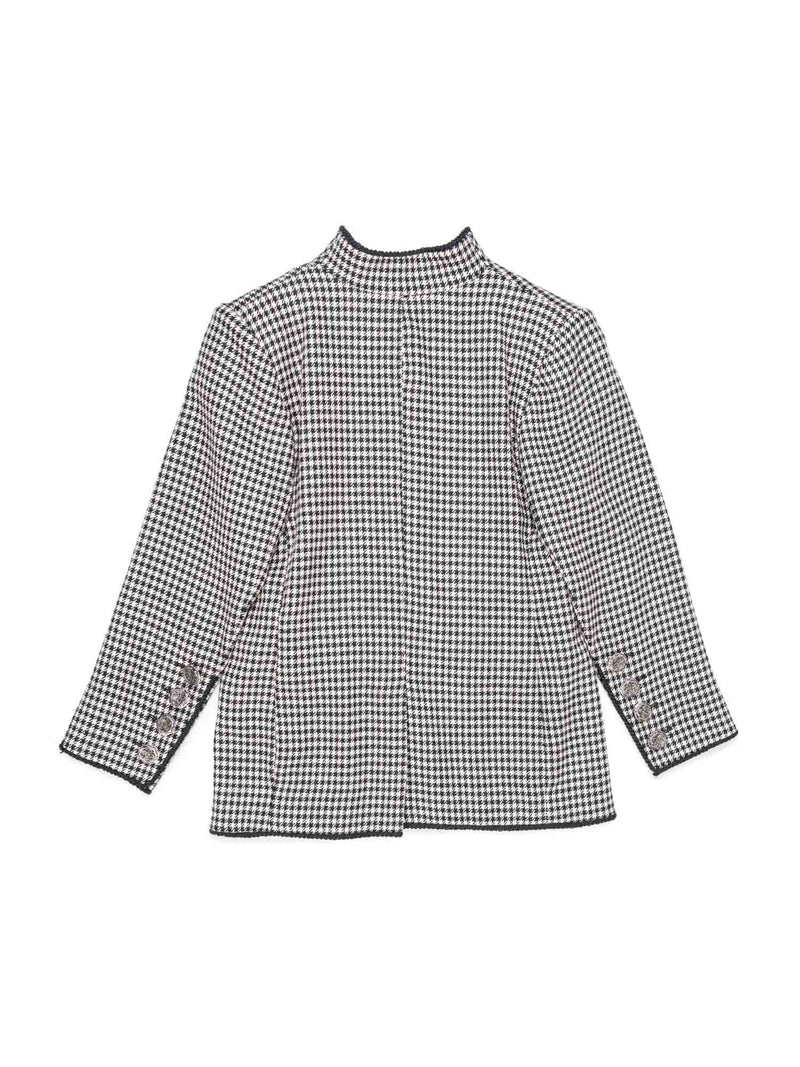 Yves Saint Laurent Wool Houndstooth Jacket White Black