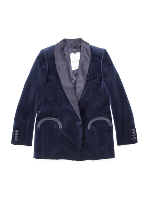 Blaze Milano Velvet Tuxedo Jacket Navy Blue