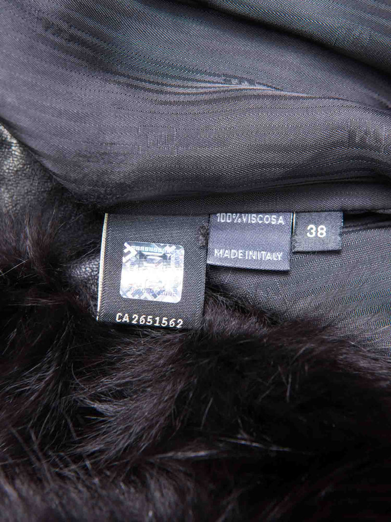 Fendi Runway Black Fox Leather Fur Coat Black