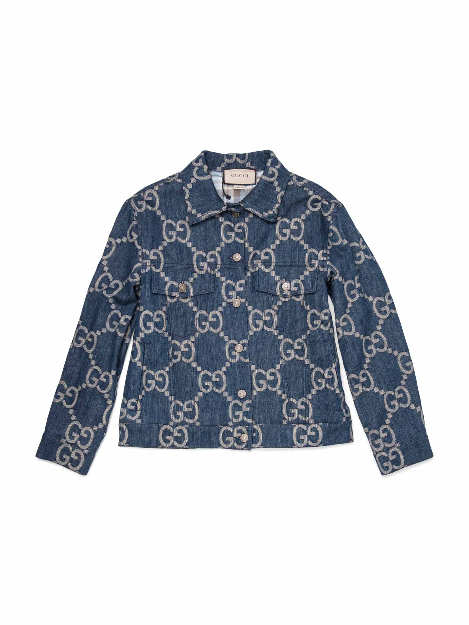 Gucci Logo Jumbo GG Supreme Oversized Denim Jacket Blue