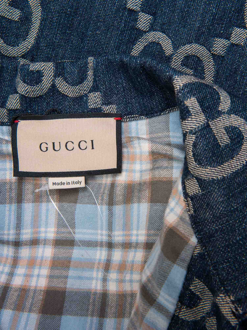 Gucci Logo Jumbo GG Supreme Oversized Denim Jacket Blue