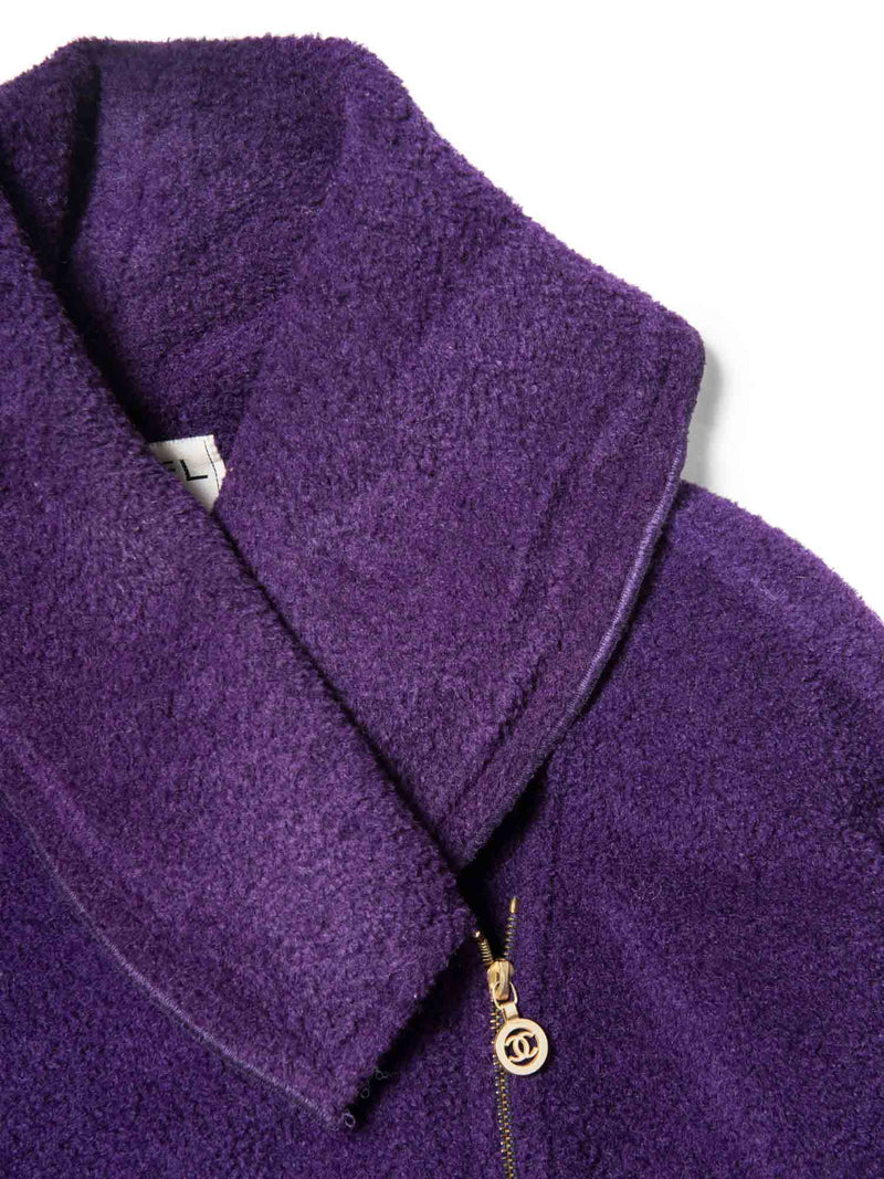 CHANEL CC Logo 24K Tweed Swing Cape Coat Purple