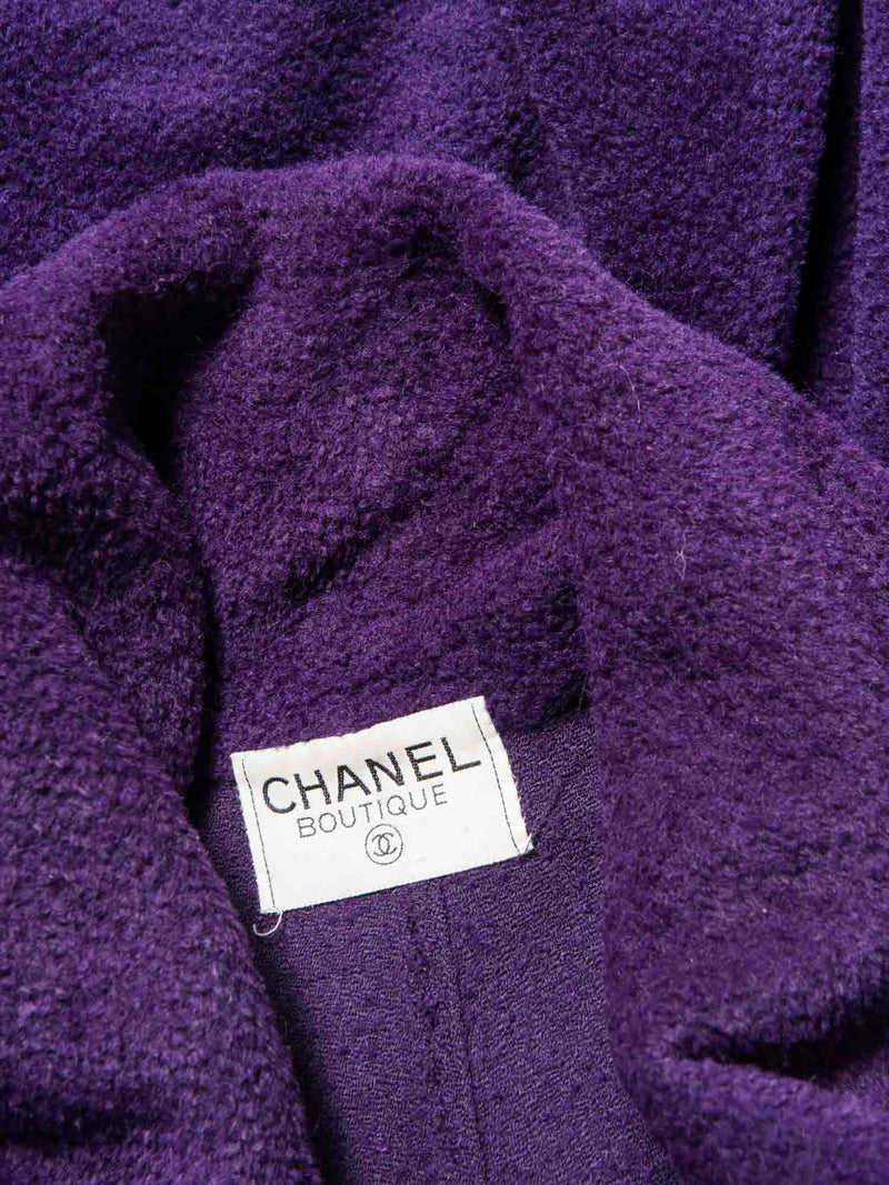 CHANEL CC Logo 24K Tweed Swing Cape Coat Purple