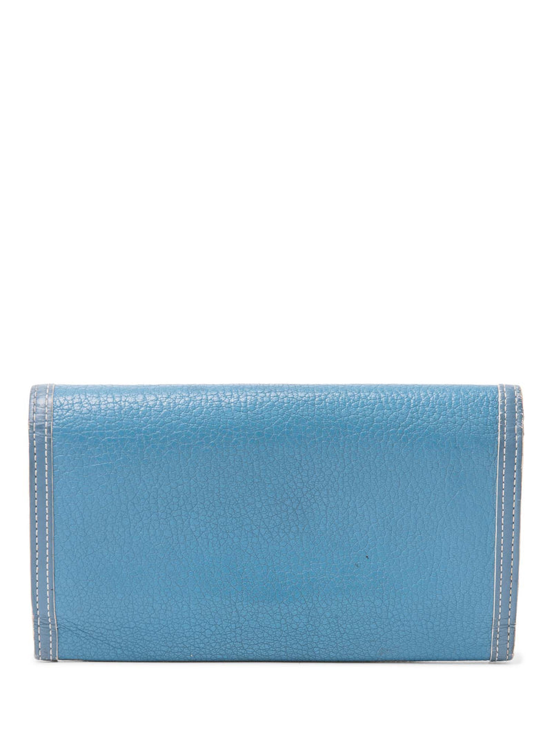 Louis Vuitton Leather Flap Long Wallet Blue