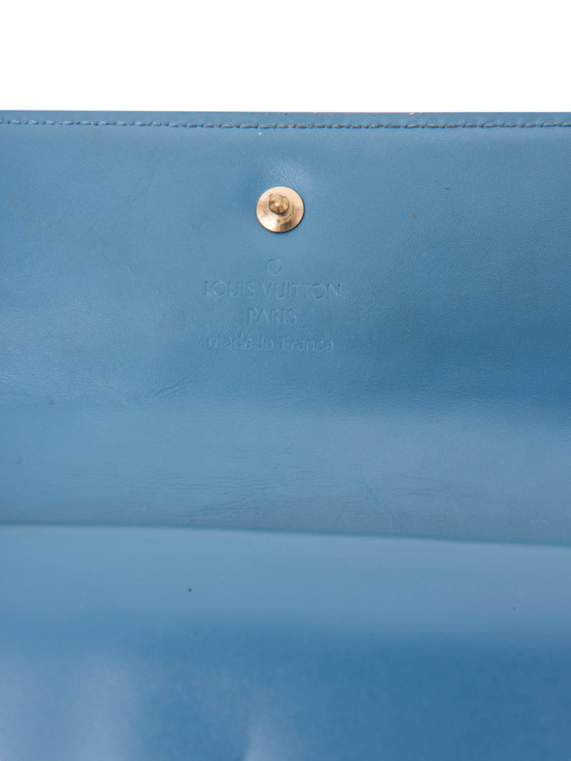 Louis Vuitton Leather Flap Long Wallet Blue