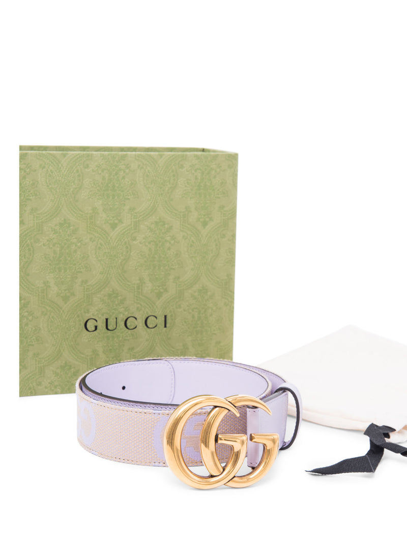 Gucci GG Logo Marmont Canvas Belt Taupe Lavender Purple