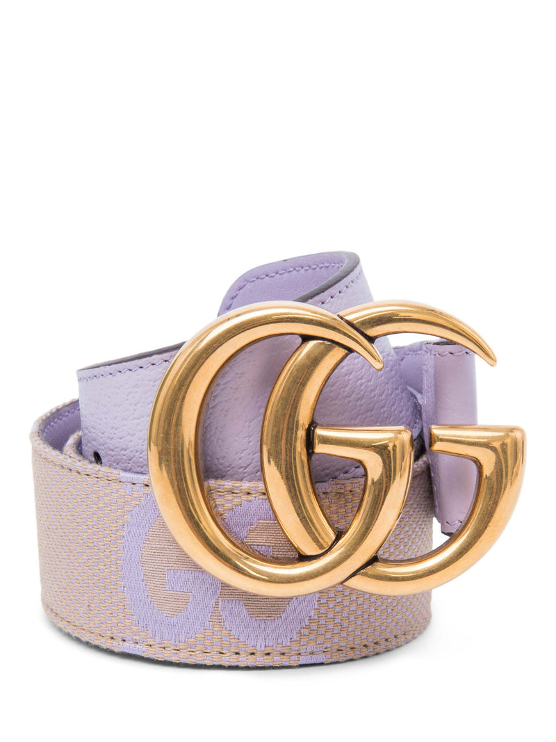 Gucci GG Logo Marmont Canvas Belt Taupe Lavender Purple