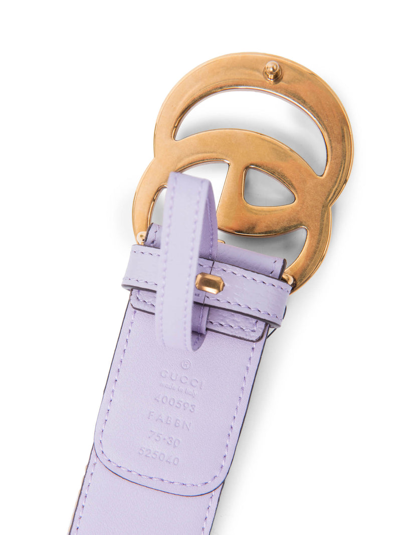 Gucci GG Logo Marmont Canvas Belt Taupe Lavender Purple