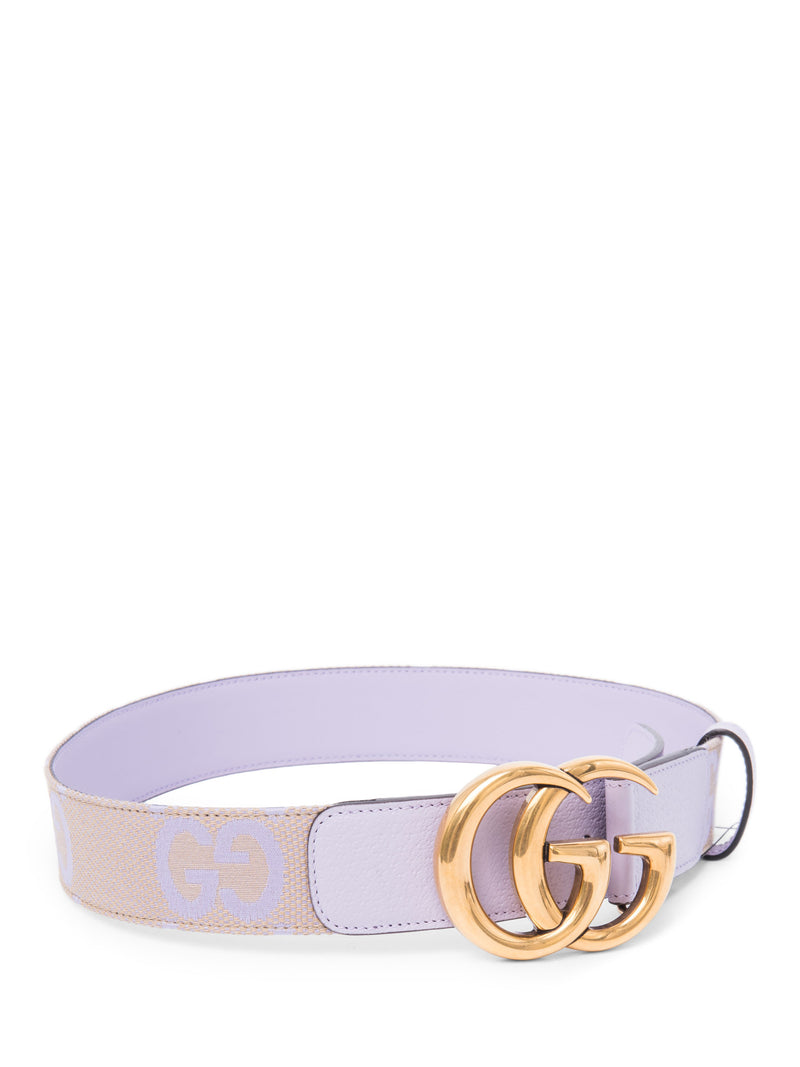 Gucci GG Logo Marmont Canvas Belt Taupe Lavender Purple