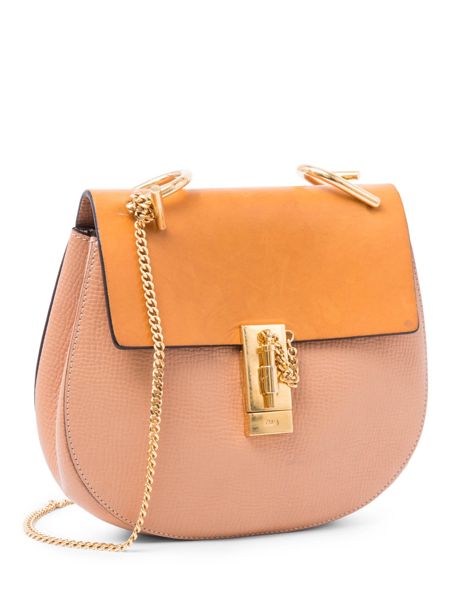 Chloe Leather Drew Messenger Bag Brown Gold