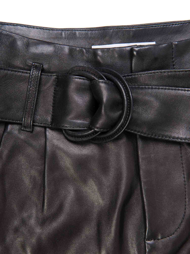 Frame Soft Leather Belted Shorts Black