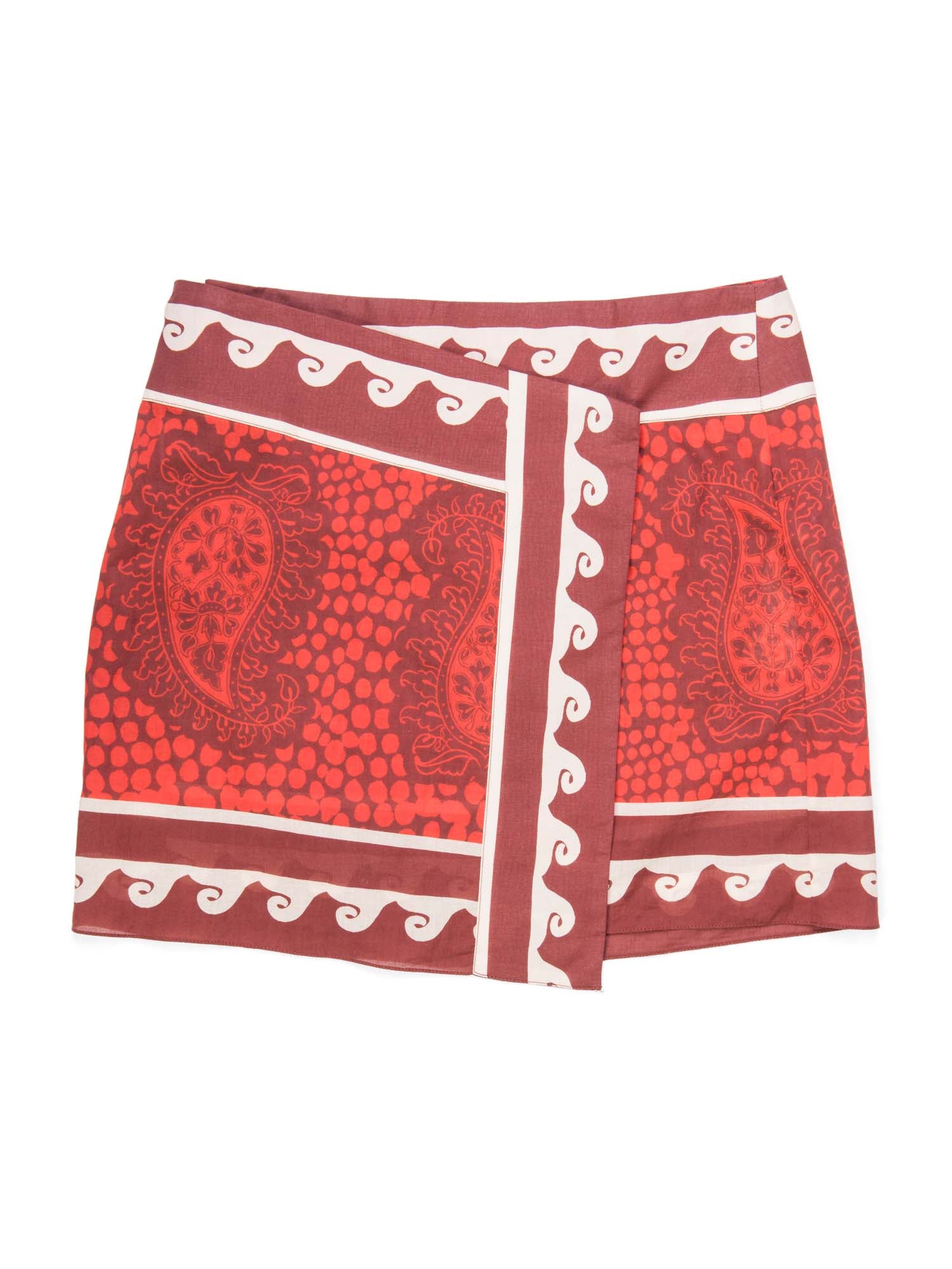 Johanna Ortiz Paisley Wrap Skirt Red