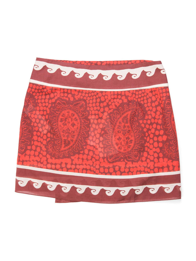 Johanna Ortiz Paisley Wrap Skirt Red