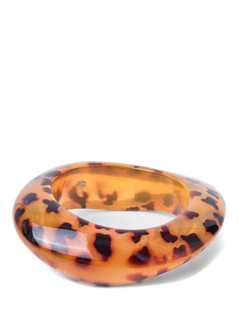 Kenneth Jay Lane Lucite Animal Print Bangle Bracelet Brown