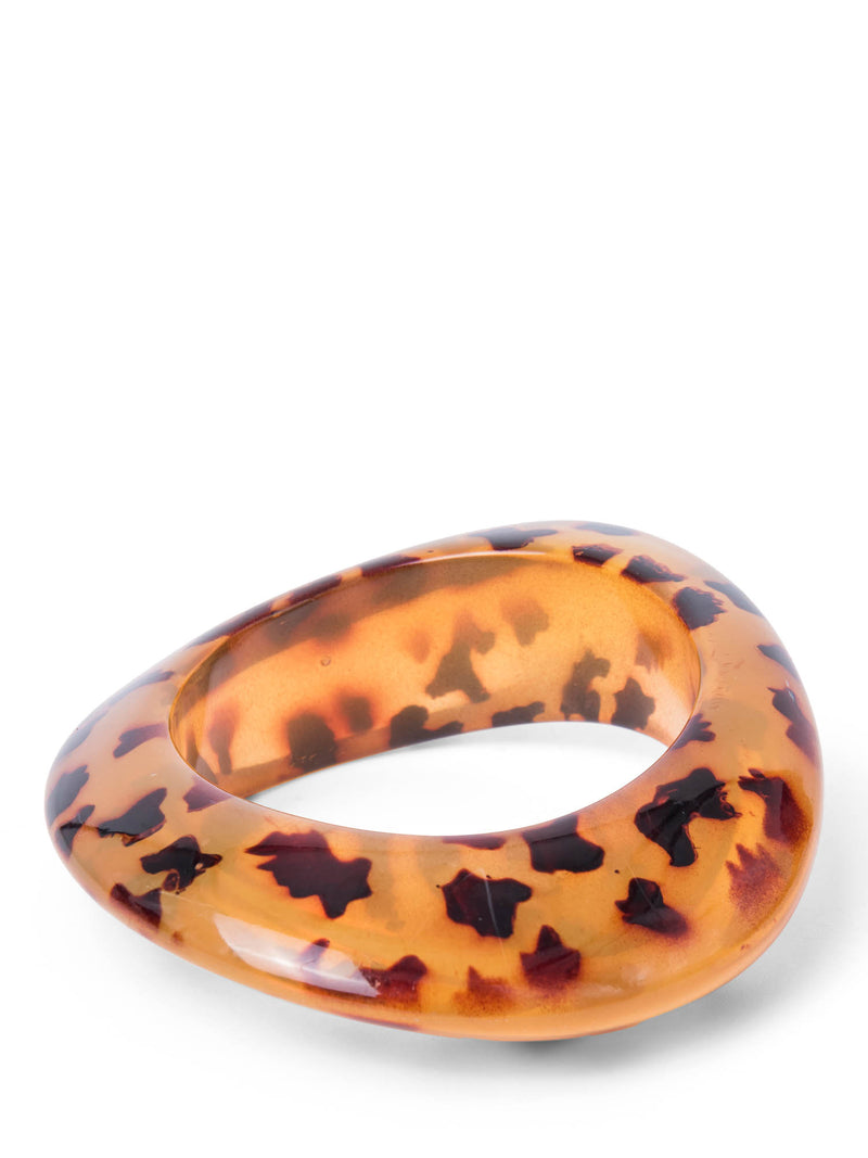 Kenneth Jay Lane Lucite Animal Print Bangle Bracelet Brown