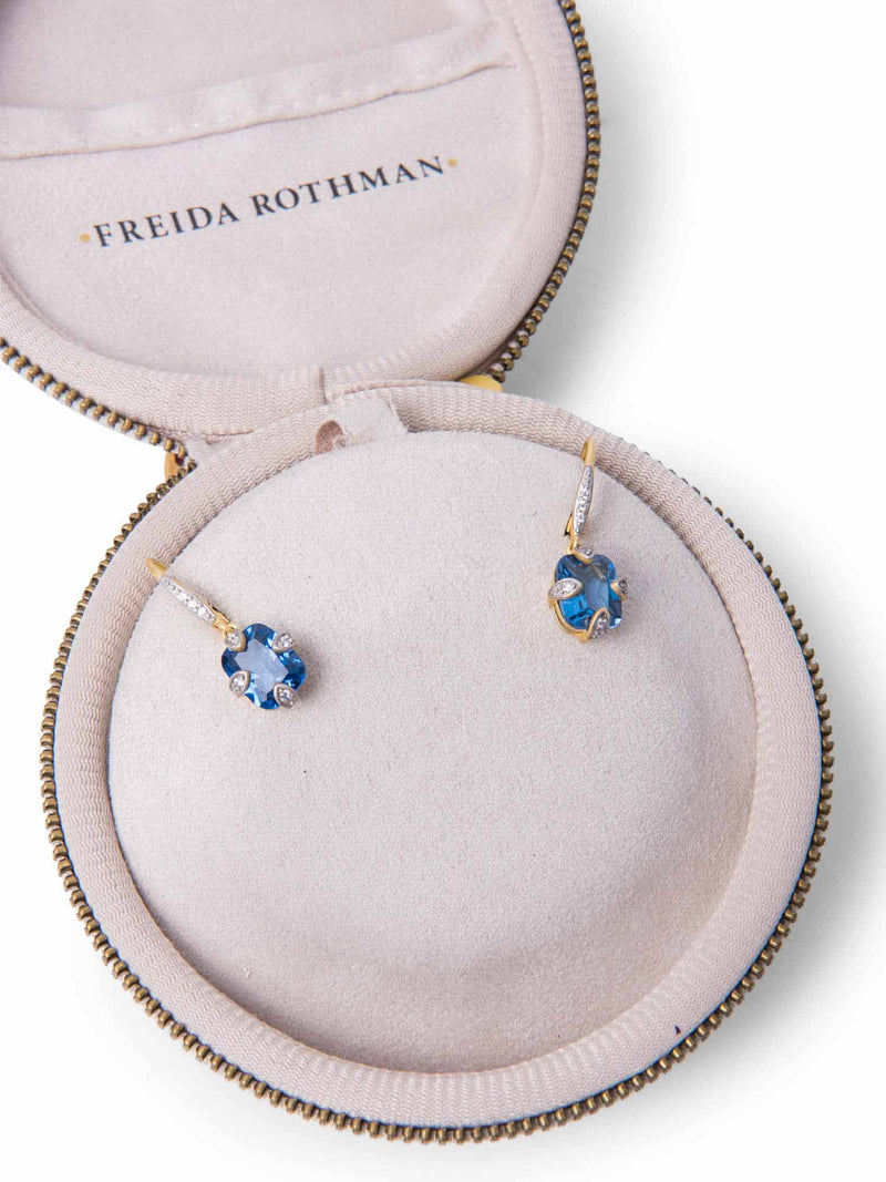 Freida Rothman Sterling Silver 14K Gold Plated Drop Earrings Blue