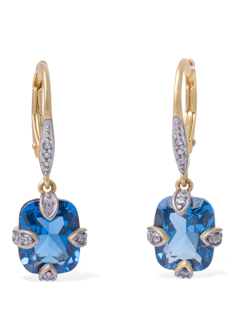 Freida Rothman Sterling Silver 14K Gold Plated Drop Earrings Blue