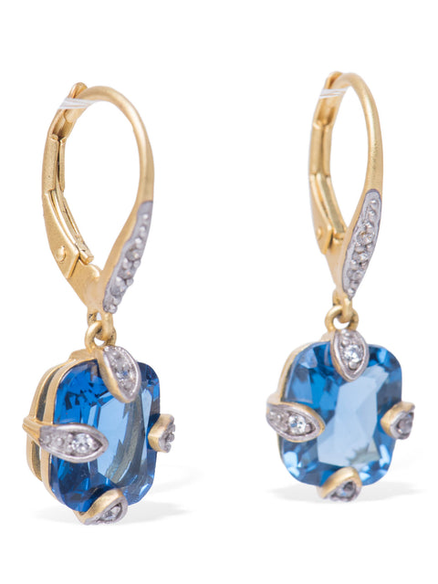 Freida Rothman Sterling Silver 14K Gold Plated Drop Earrings Blue