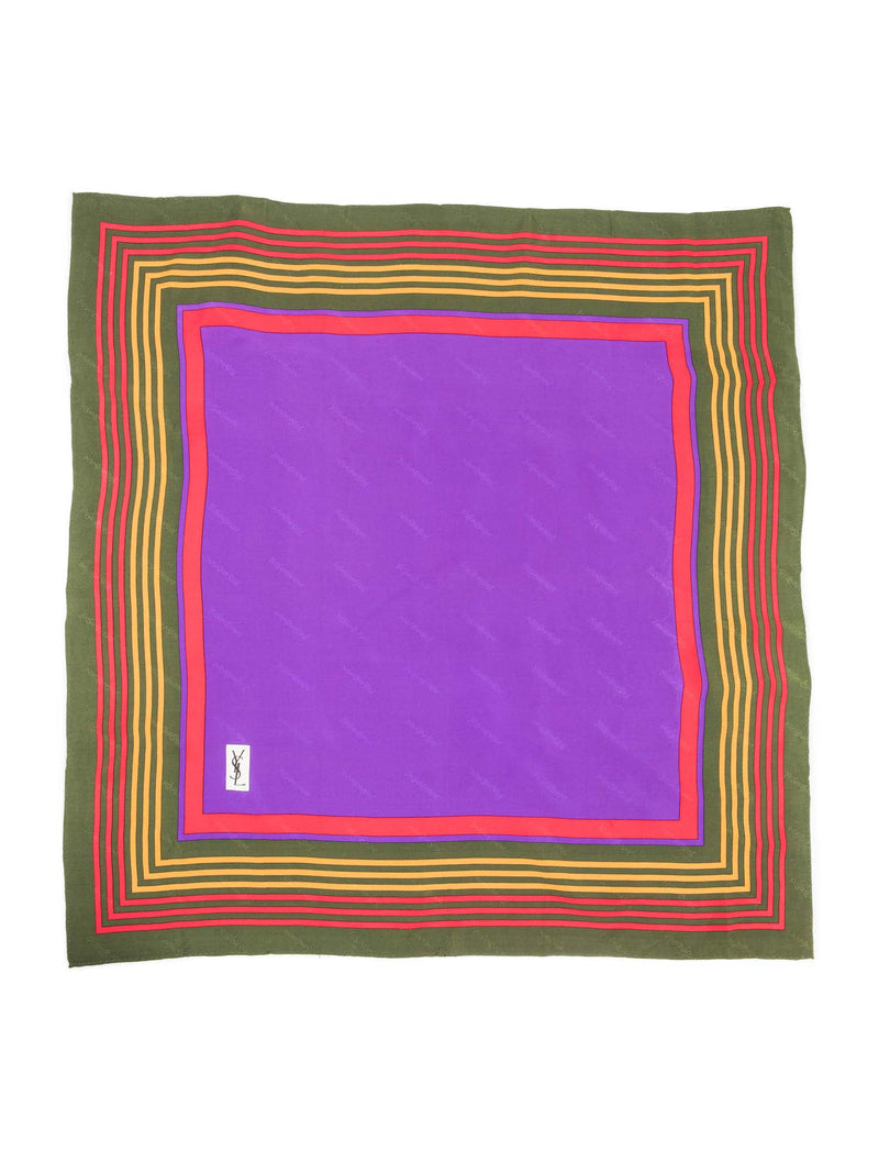 Yves Saint Laurent Logo Geometric Scarf Purple Multicolor