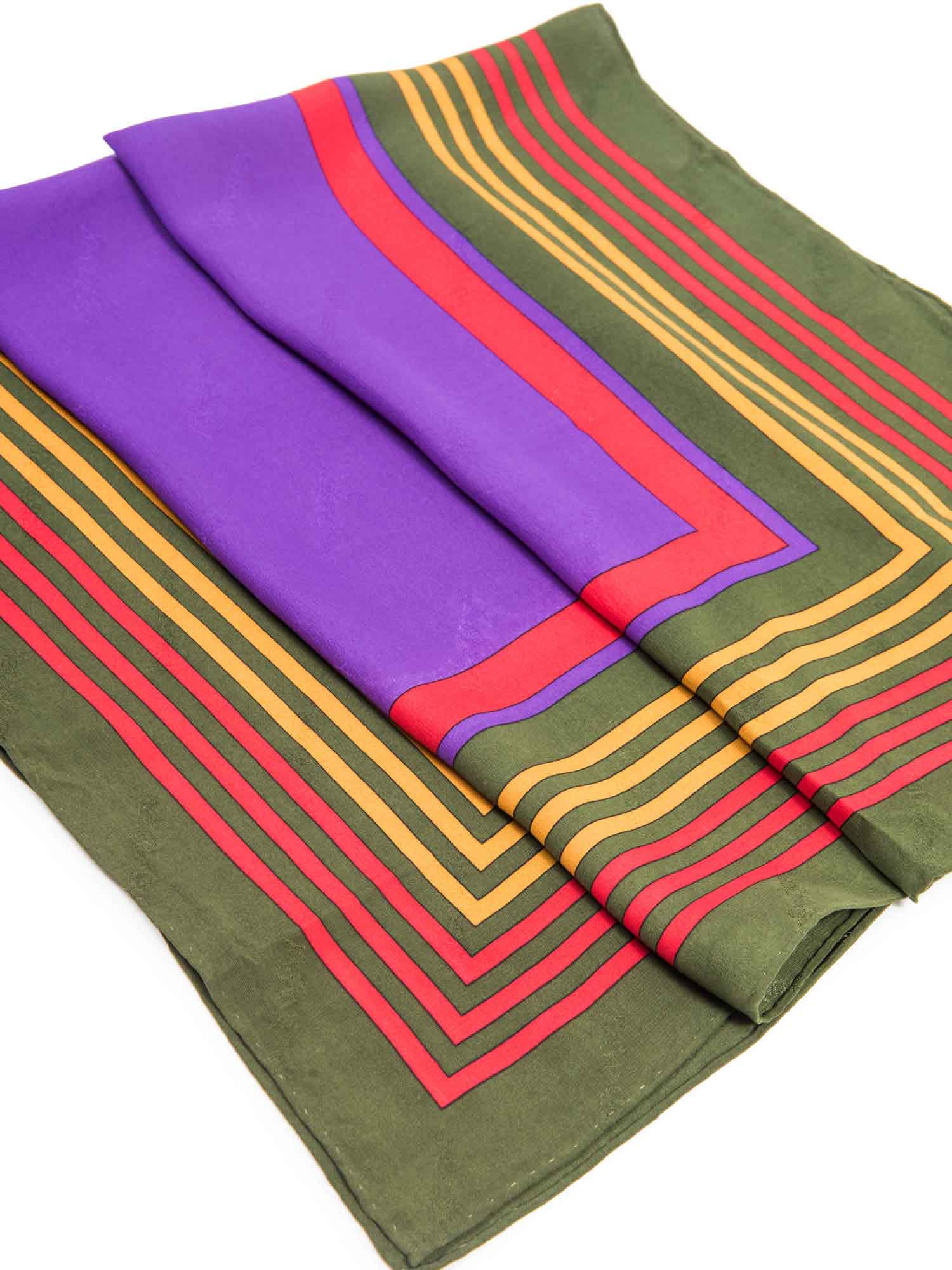 Yves Saint Laurent Logo Geometric Scarf Purple Multicolor