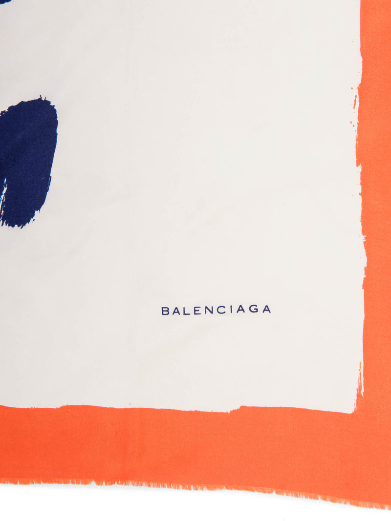 Balenciaga Logo Silk Anchor Scarf Orange Multicolor