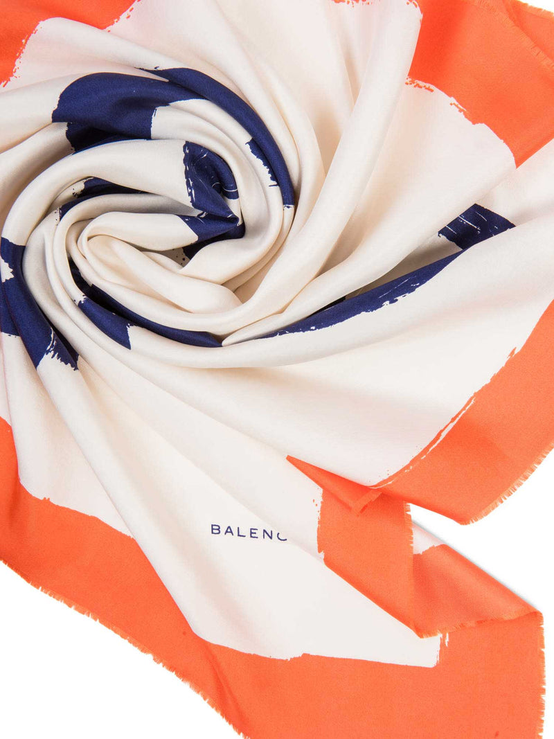 Balenciaga Logo Silk Anchor Scarf Orange Multicolor