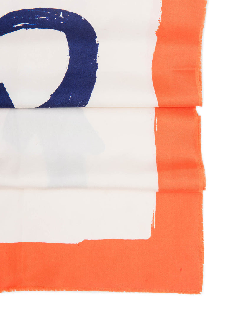 Balenciaga Logo Silk Anchor Scarf Orange Multicolor