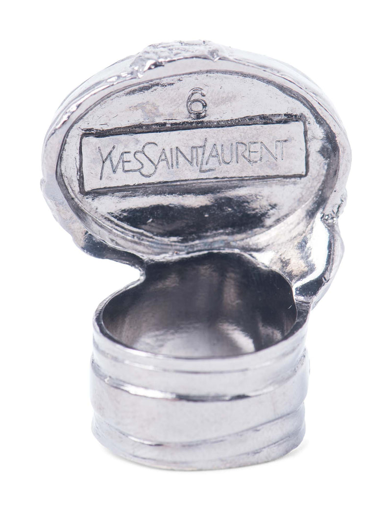 Yves Saint Laurent Arty Statement Cabochon Ring Silver Red