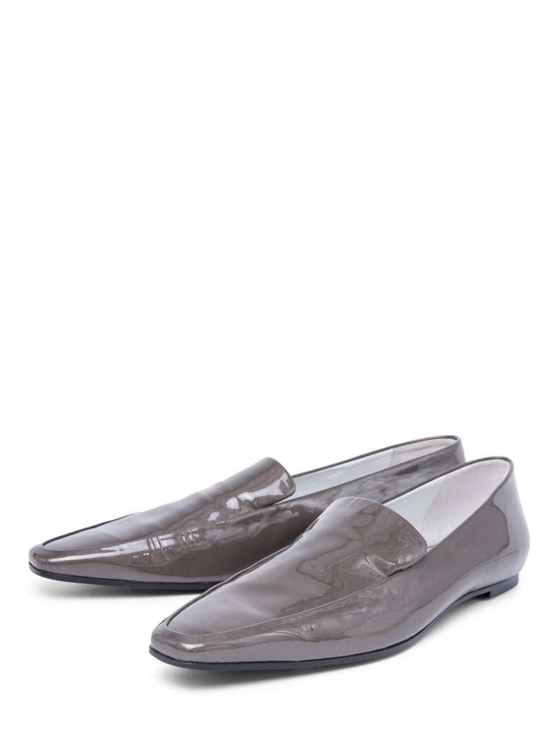 The Row Patent Leather Loafers Taupe