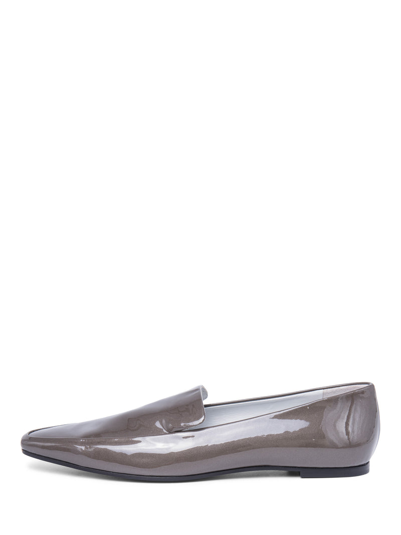 The Row Patent Leather Loafers Taupe