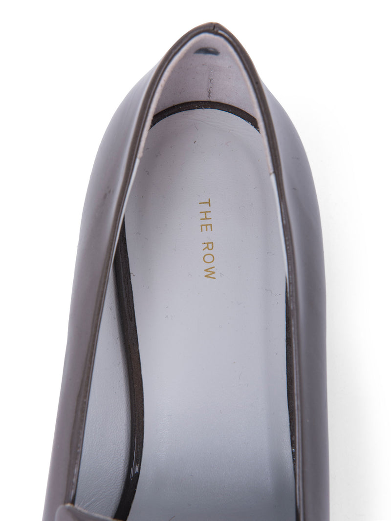 The Row Patent Leather Loafers Taupe