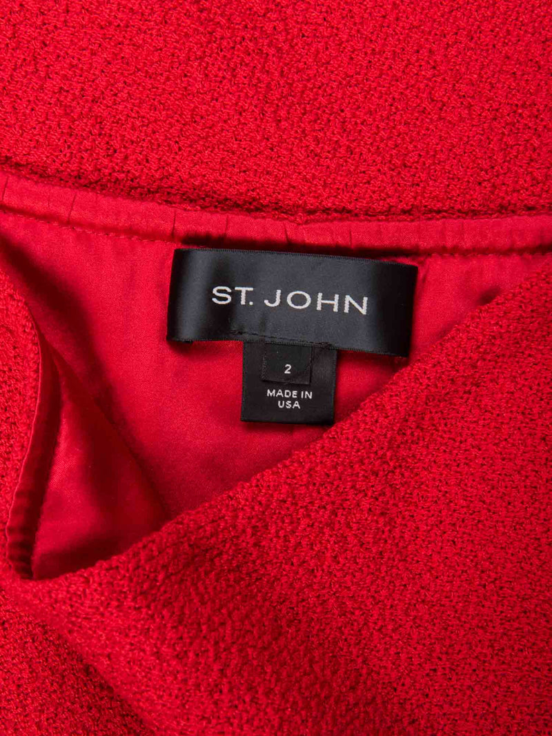 St. John Tweed Pencil Knit Skirt Red