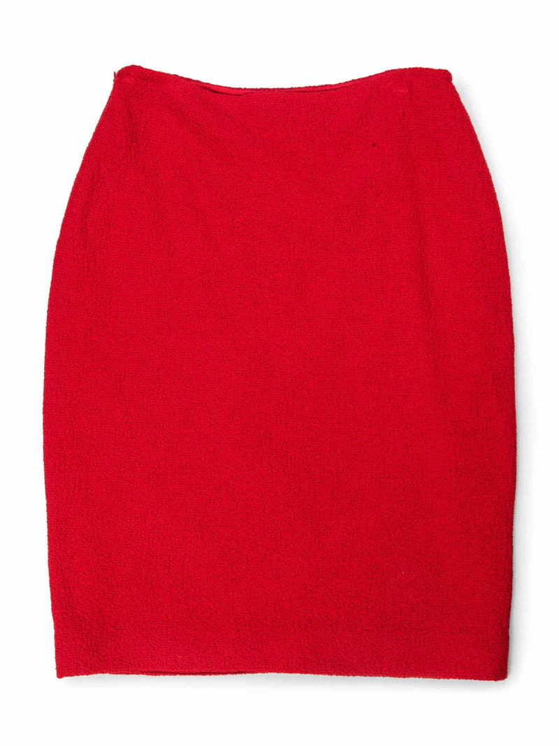 St. John Tweed Pencil Knit Skirt Red