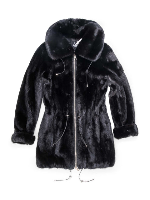 Byte By Teso Genuine Mink Fur Coat Black