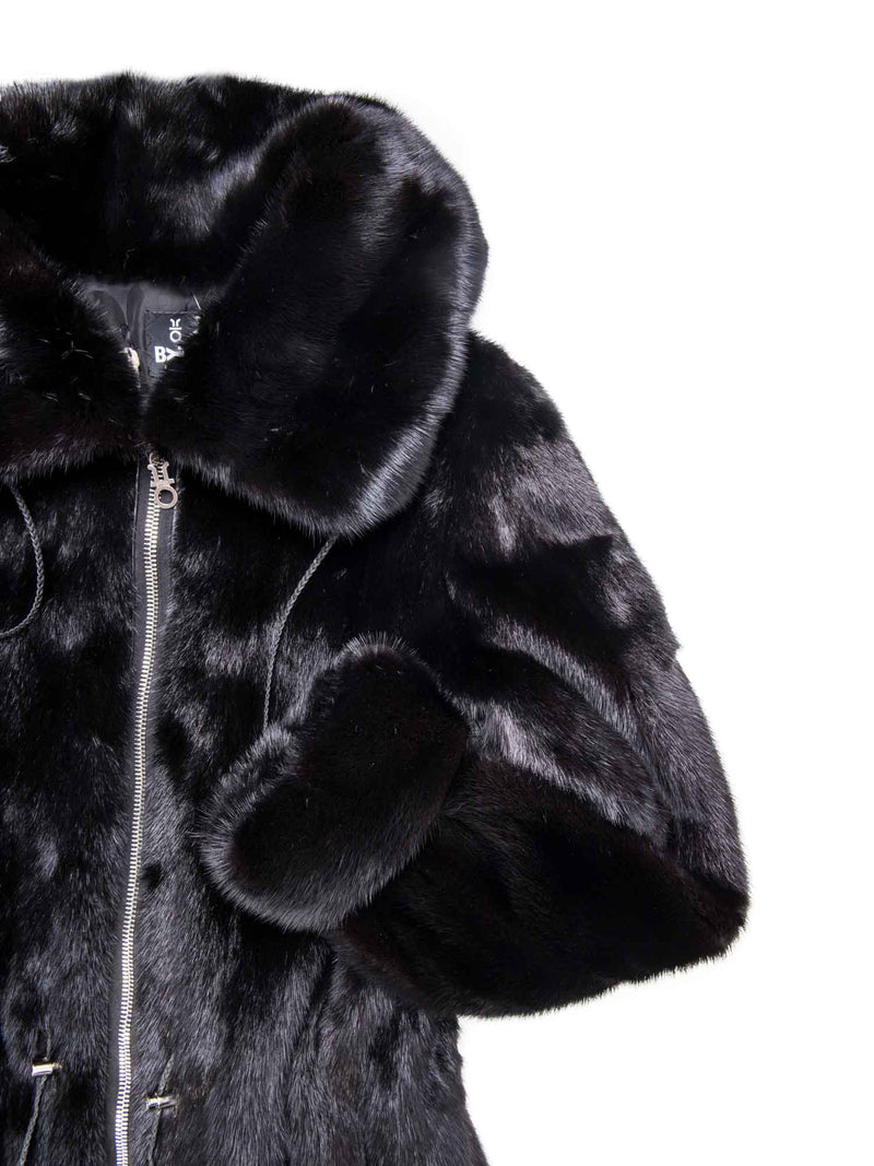 Byte By Teso Genuine Mink Fur Coat Black