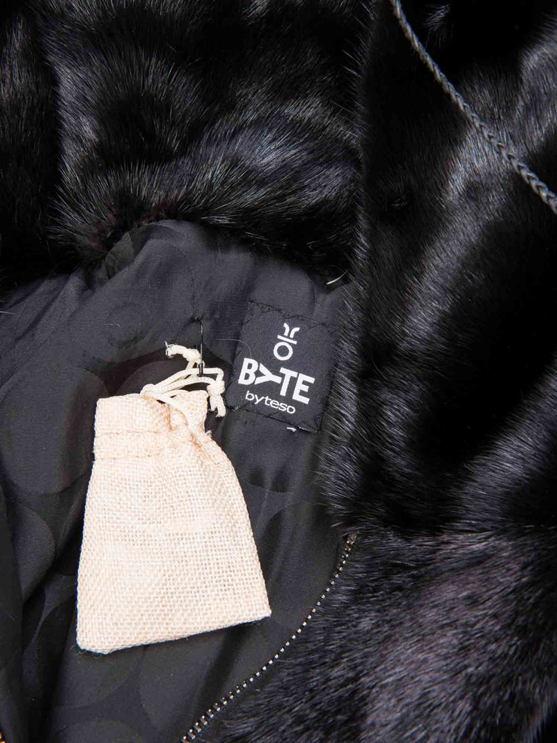 Byte By Teso Genuine Mink Fur Coat Black