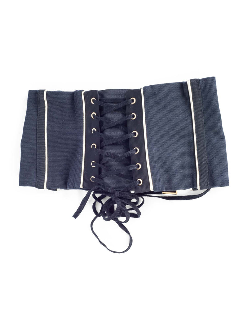 Dolce & Gabanna Logo Corset Lace Up Belt Black Gold-designer resale