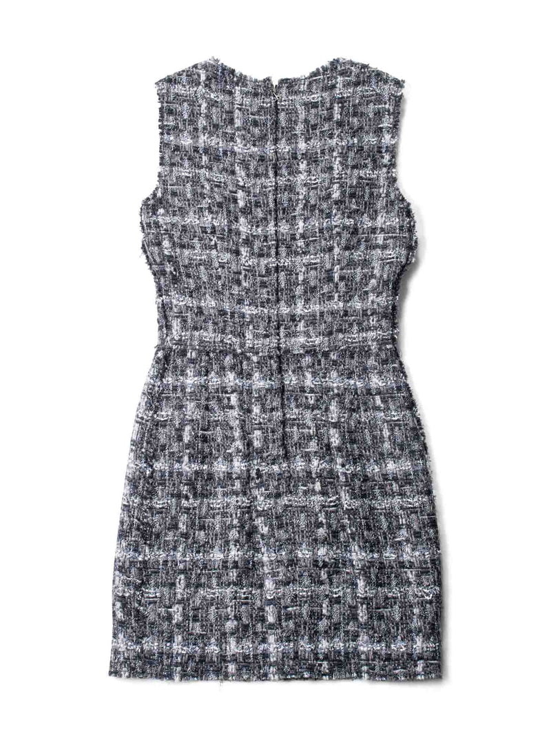 Dolce & Gabbana Tweed Fringe Fitted Mini Dress Grey-designer resale