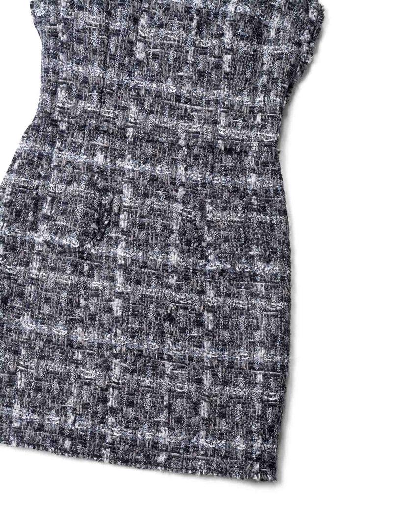 Dolce & Gabbana Tweed Fringe Fitted Mini Dress Grey-designer resale