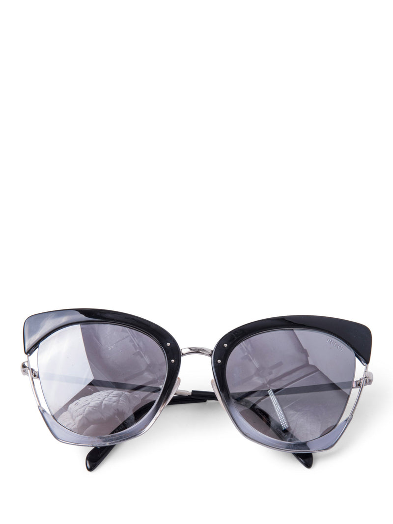 Emilio Pucci Logo Cat-eye Sunglasses Black Silver-designer resale