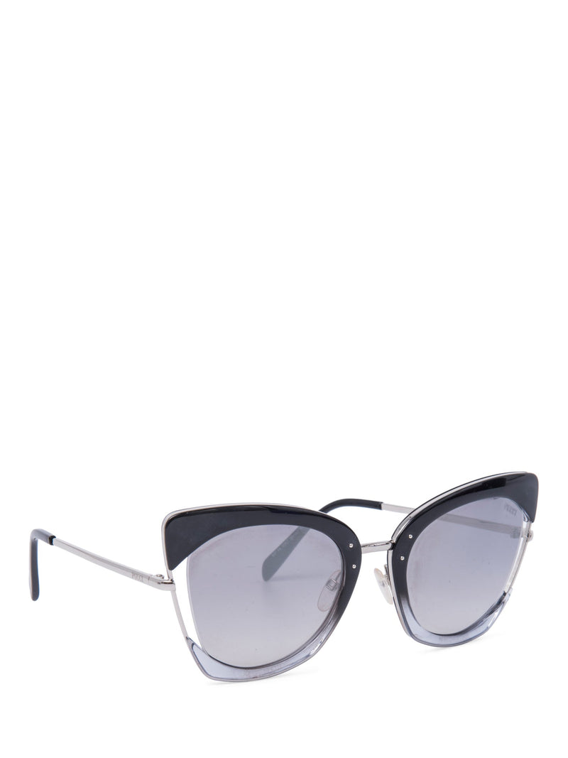 Emilio Pucci Logo Cat-eye Sunglasses Black Silver-designer resale