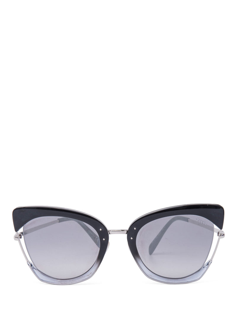 Emilio Pucci Logo Cat-eye Sunglasses Black Silver-designer resale