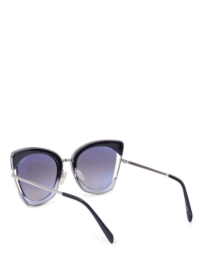 Emilio Pucci Logo Cat-eye Sunglasses Black Silver-designer resale