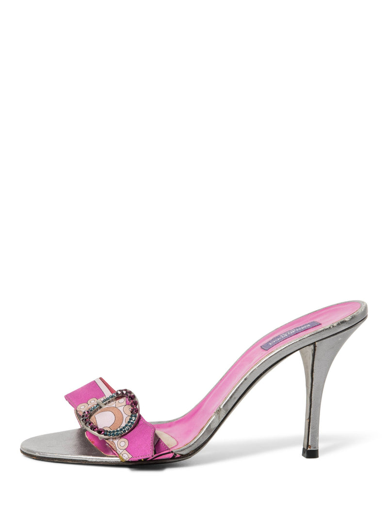 Emilio Pucci Rhinestone Heel Sandals Pink Silver-designer resale