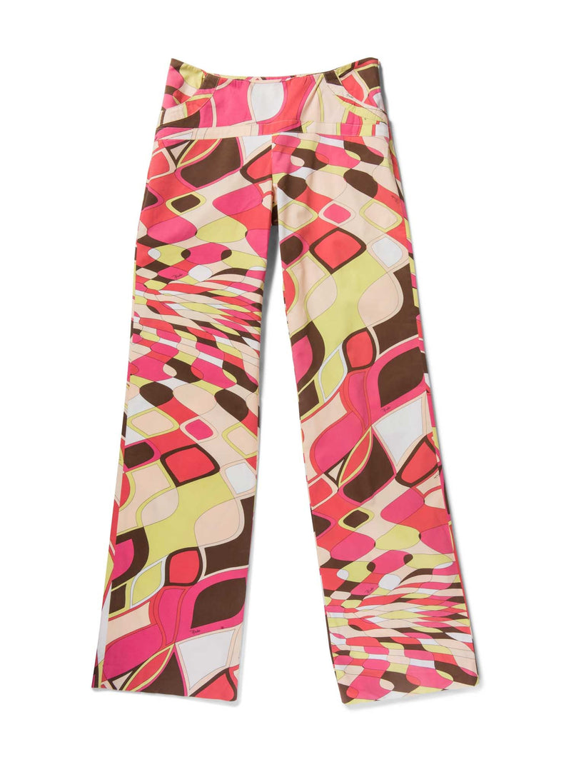 Emilio Pucci Signed Cotton Wide Leg Pants Multicolor-designer resale